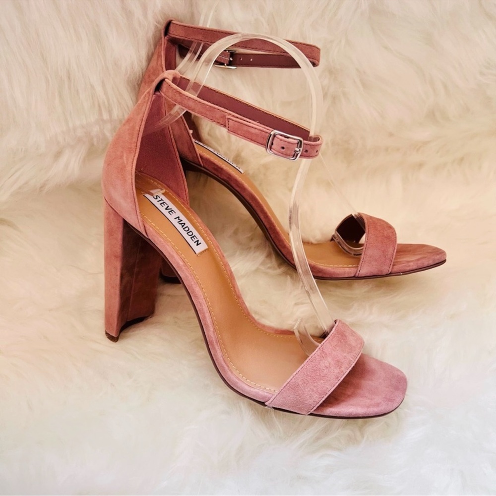 New! Rare STEVE MADDEN Franky Strappy Square Heel Sandals in Mauve - Picture 4 of 8